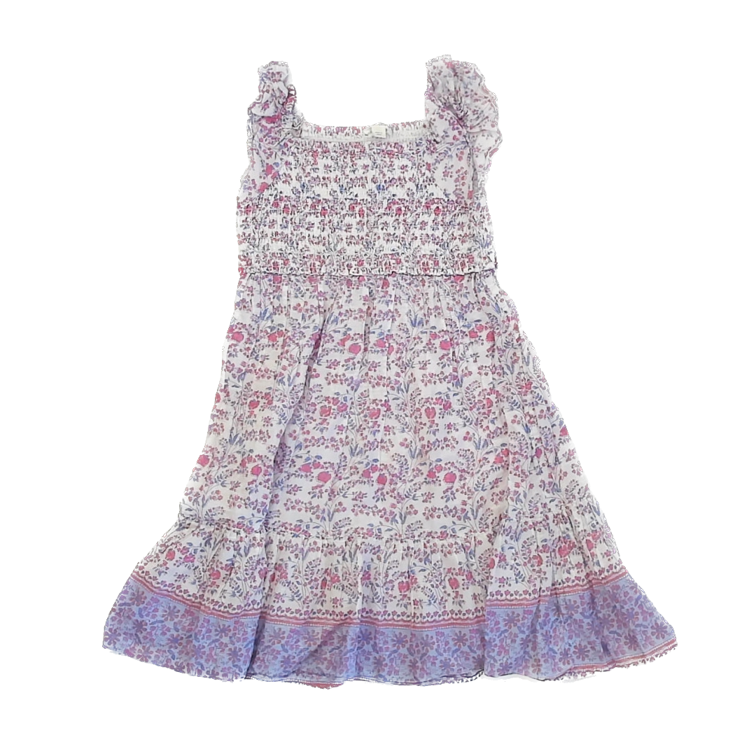 Crewcuts Girls Pink & Blue Floral Dress Size: 7 Years Pink & Blue Floral