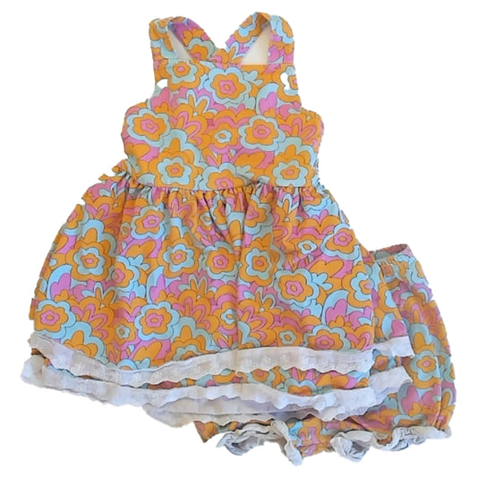 Dollfaced Girls Pink | Blue Floral Dress Size: 5-6 Years Pink | Blue Floral