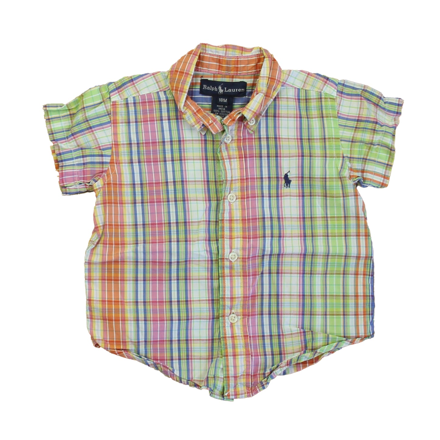 Ralph Lauren Boys Pink | Blue | Green Plaid Button Down Short Sleeve Size: 18 Months Pink | Blue | Green Plaid