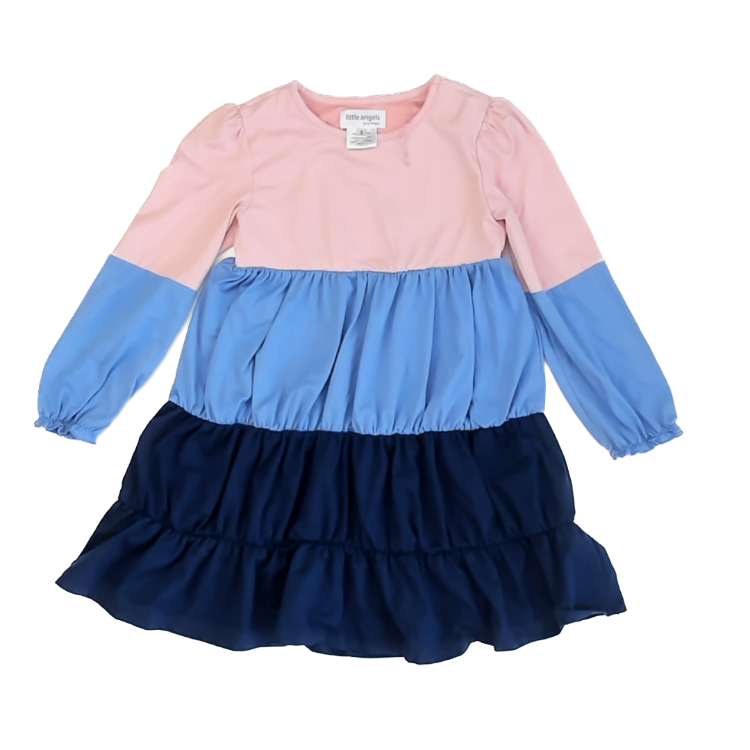 Little Angels Girls Pink | Blue | Navy Dress Size: 6 Years Pink | Blue | Navy