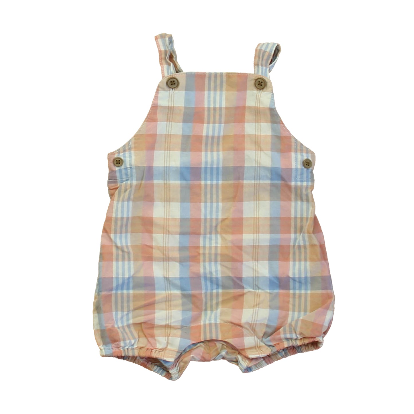 Janie and Jack Boys Pink | Blue Plaid Romper Size: 6-12 Months