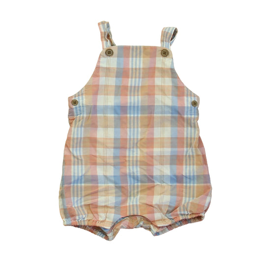 Janie and Jack Boys Pink | Blue Plaid Romper Size: 6-12 Months