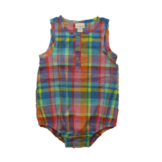 Cat & Jack Girls Pink | Blue Plaid Romper Size: 18 Months