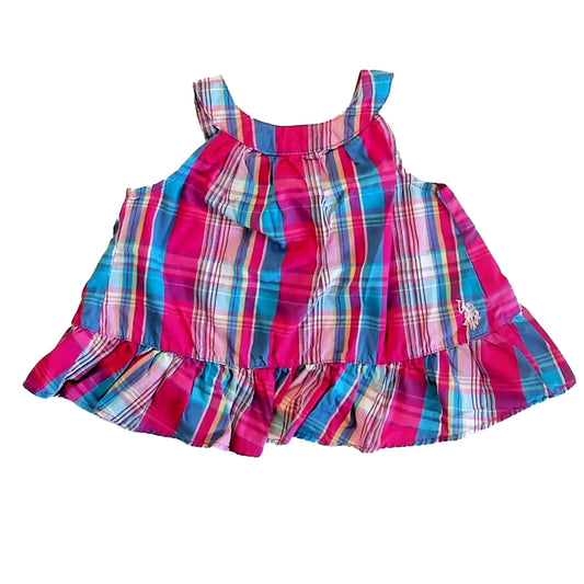 U.S. Polo Assn. Girls Pink | Blue Plaid Blouse Size: 2T Pink | Blue Plaid
