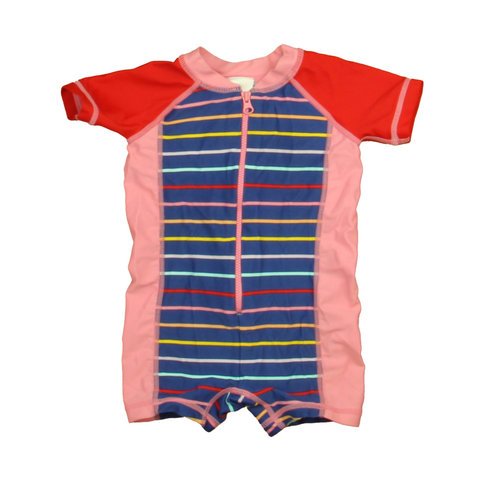 Hanna Andersson Girls Pink | Blue Stripe 1-piece Swimsuit Size: 6-12 Months Pink | Blue Stripe