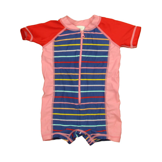Hanna Andersson Girls Pink | Blue Stripe 1-piece Swimsuit Size: 6-12 Months Pink | Blue Stripe