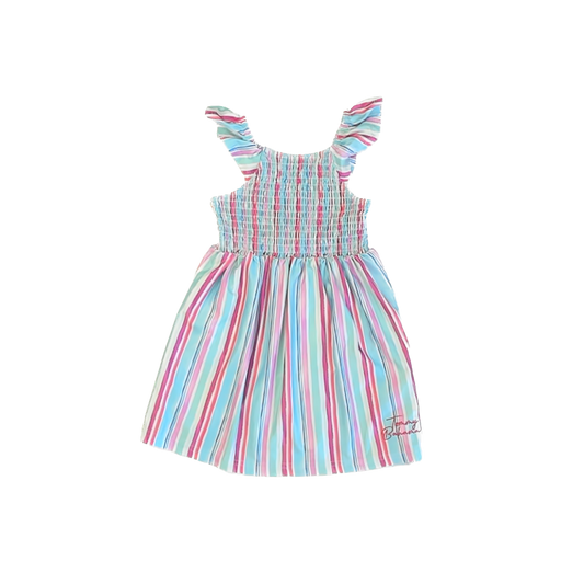 Tommy Bahama Girls Pink | Blue Striped Dress Size: 2T Pink | Blue Striped