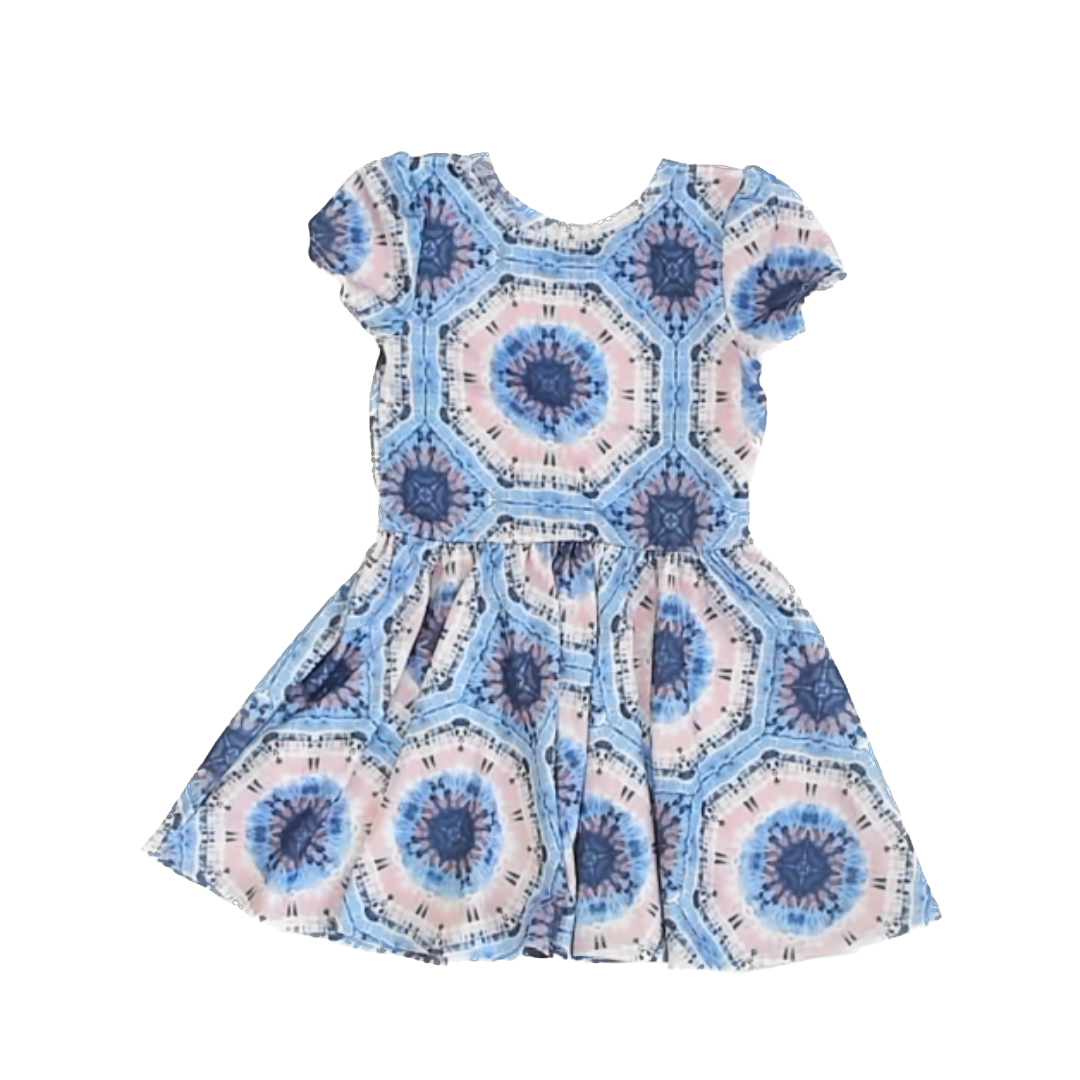 Dot Dot Smile Girls Pink Blue Tie Dye Dress Size: 12-24M Pink Blue Tie Dye