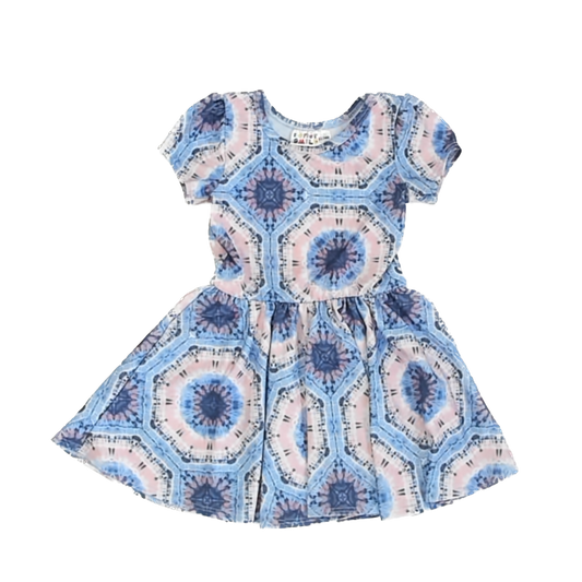 Dot Dot Smile Girls Pink Blue Tie Dye Dress Size: 12-24M Pink Blue Tie Dye