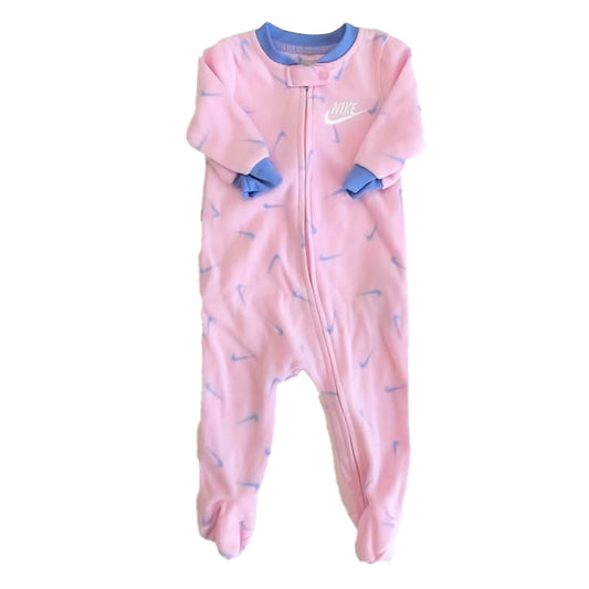 Nike Girls Pink | Blue 1-piece footed Pajamas Size: 6 Months Pink | Blue
