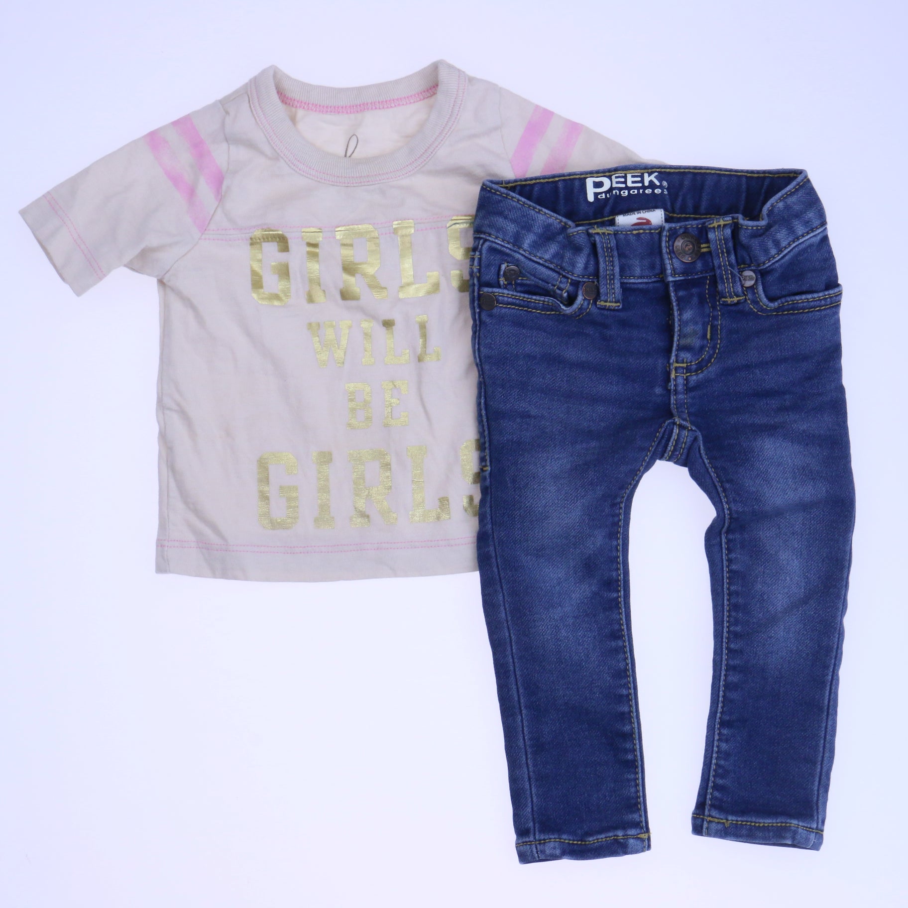 Peek Girls Pink | Blue Apparel Sets Size: 3-6 Months Pink | Blue