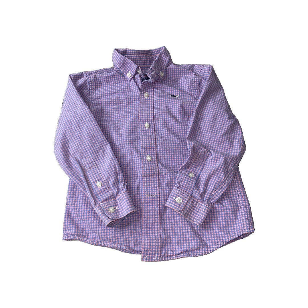 Vineyard Vines Boys pink | Blue Button Down Short Sleeve Size: 4T pink | Blue