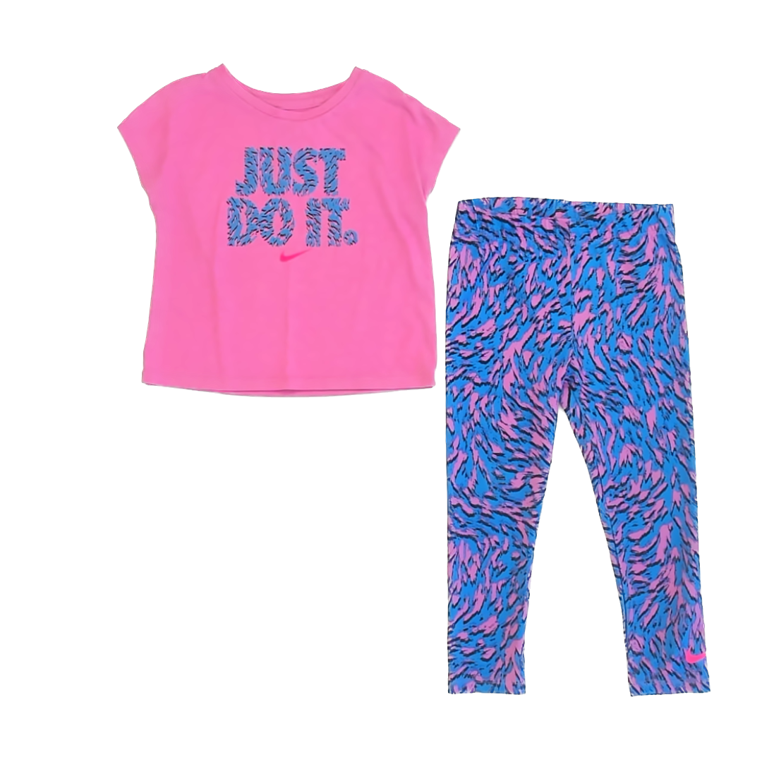 Nike Girls Pink Blue Apparel Sets Size: 4T Pink Blue