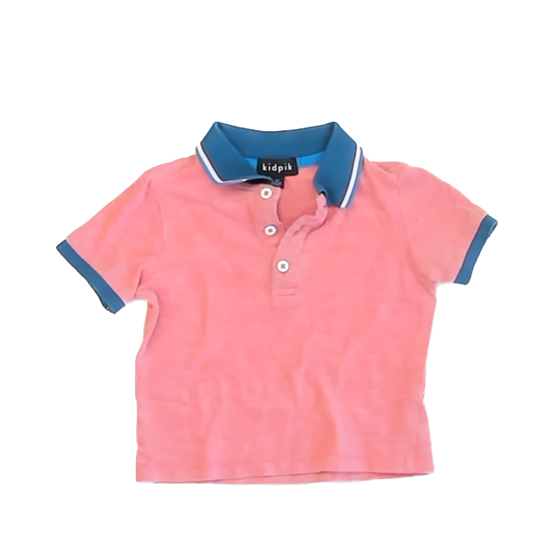 Kidpik Boys Pink | Blue Polo Shirt Size: 2T Pink | Blue