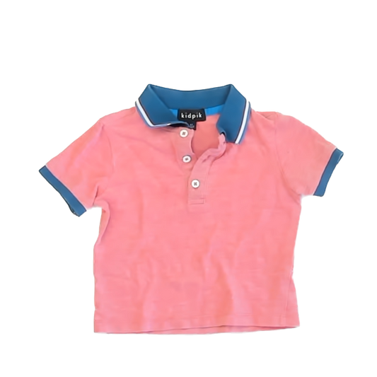 Kidpik Boys Pink | Blue Polo Shirt Size: 2T Pink | Blue