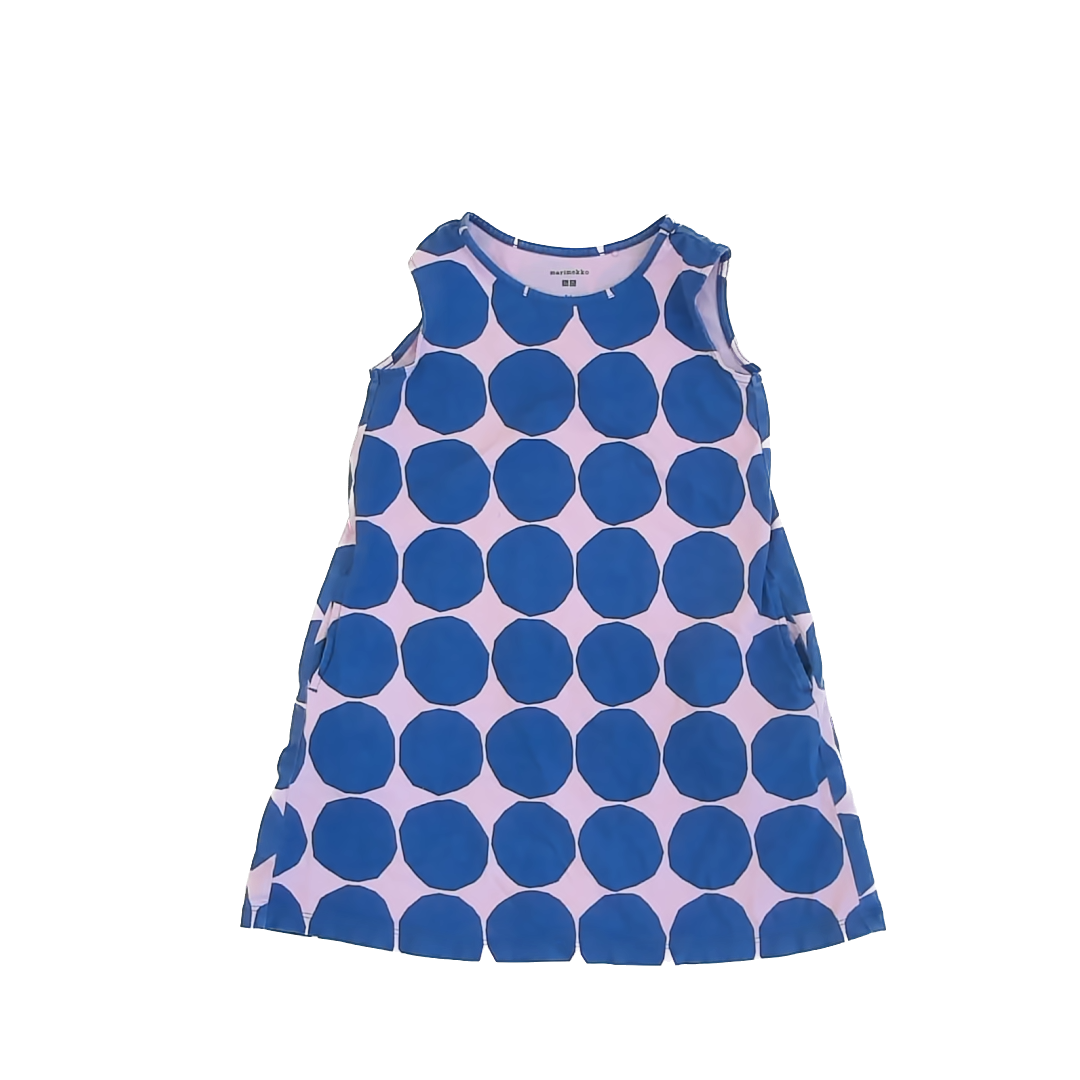Marimekko Girls Pink | Blue Dress Size: 5-6 Years Pink | Blue