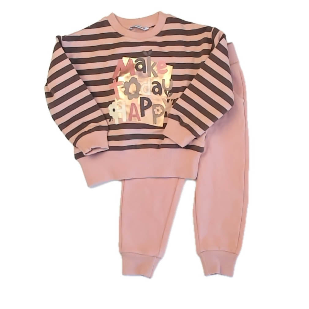Mayoral Girls Pink | Brown Stripe Apparel Sets Size: 2T Pink | Brown Stripe