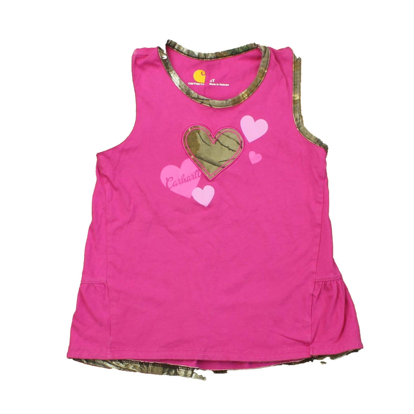 Carhartt Girls Pink | Brown Tank Top Size: 4T Pink | Brown