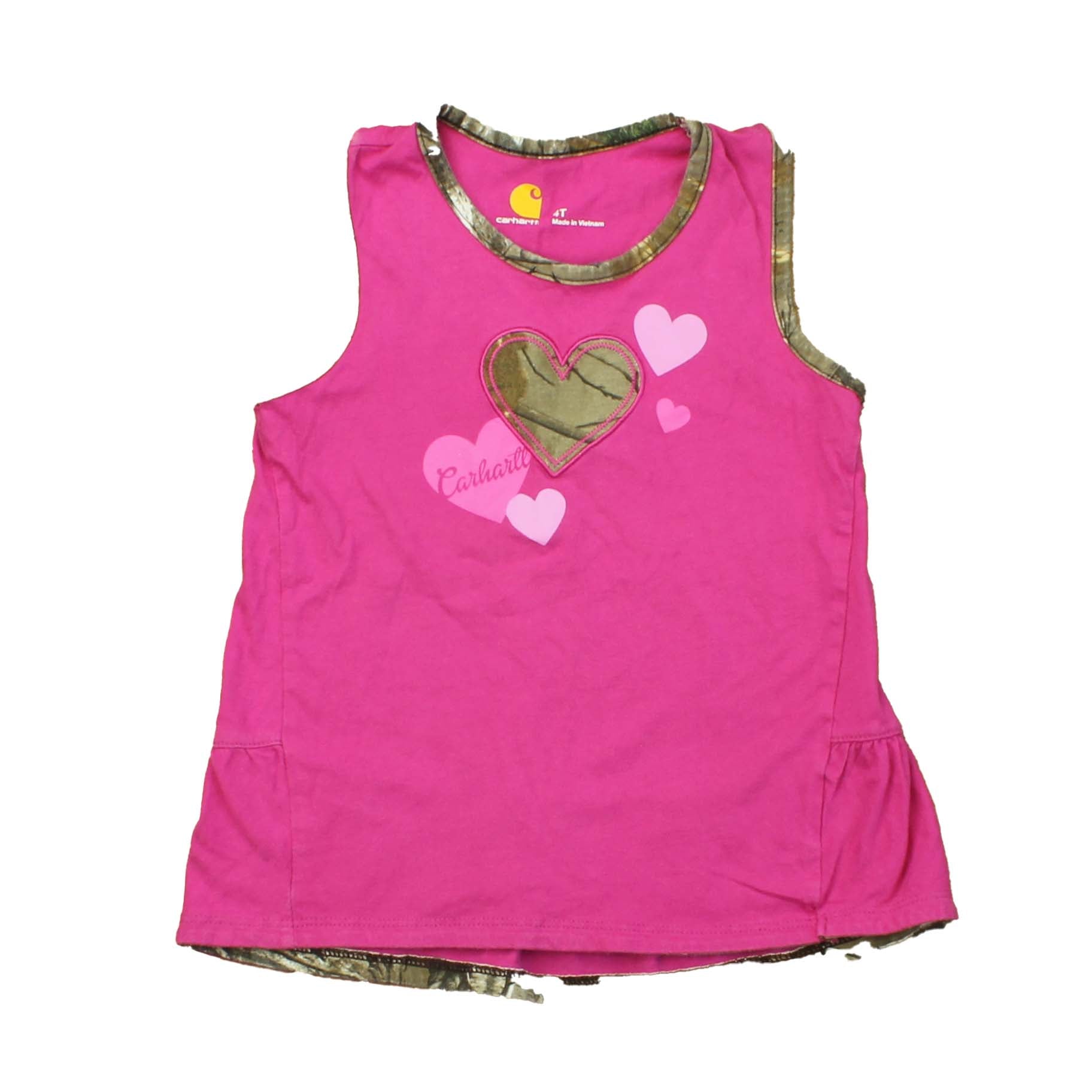 Carhartt Girls Pink | Brown Tank Top Size: 4T Pink | Brown