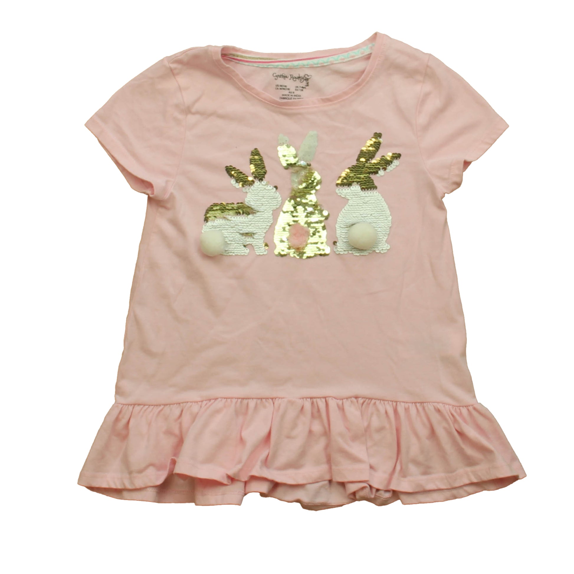 Cynthia Rowley Girls Pink Bunnies T-Shirt Size: 7-8 Years Pink Bunnies