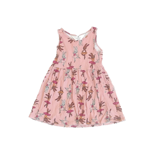 H&M Girls Pink Bunnies Dress Size: 4-6 Years Pink Bunnies