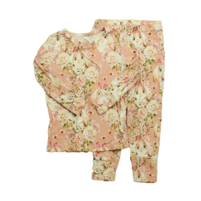 Posh Peanut Girls Pink Bunnies 2-piece Pajamas Size: 2T