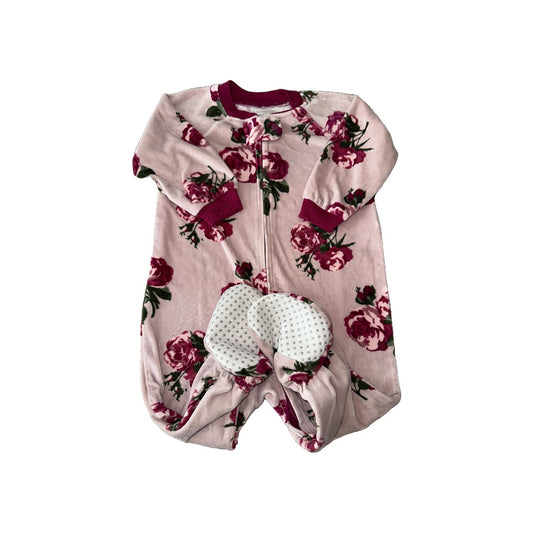 Children's Place Girls pink | Burgundy | Floral Pajamas Size: 9-12 Months pink | Burgundy | Floral