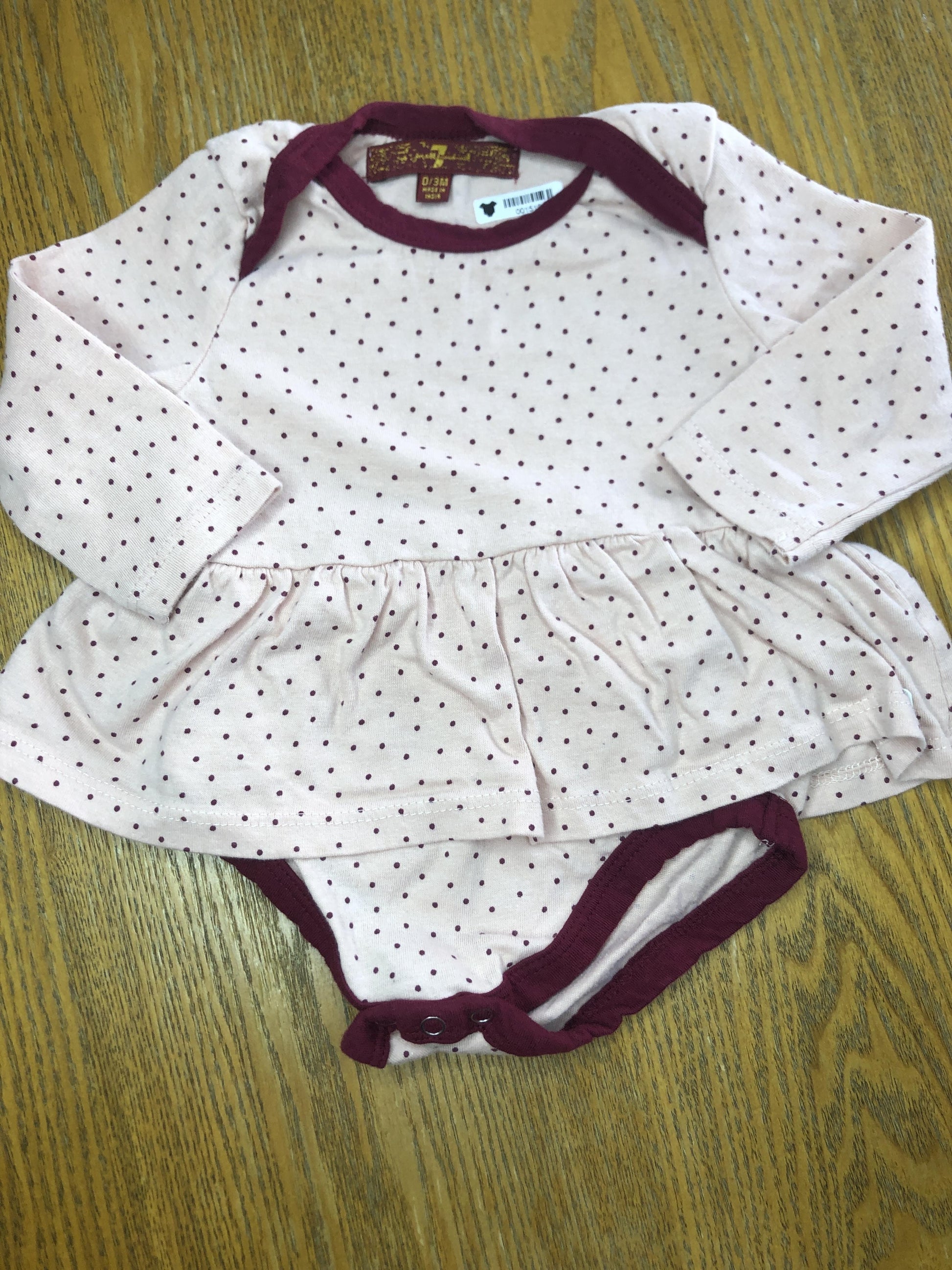 7 For All Mankind Girls pink | Burgundy Onesie Size: 3 months pink | Burgundy