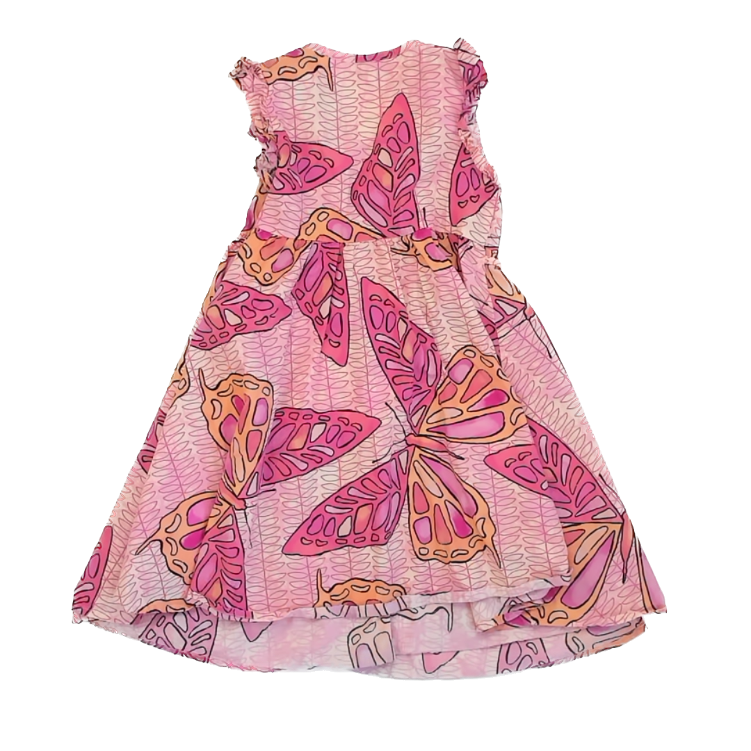 Tea Collection Girls Pink | Butterflies Dress Size: 7 Years Pink | Butterflies