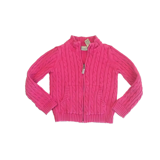 Land's End Girls Pink Cable Knit Cardigan Size: 6 Years Pink Cable Knit