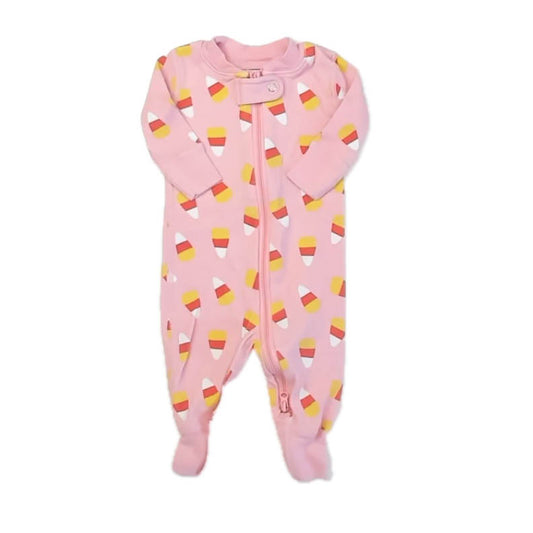 Hanna Andersson Girls Pink Candy Corn 1-piece Non-footed Pajamas Size: 0-3 Months Pink Candy Corn