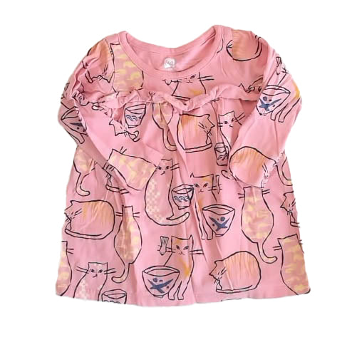 Tea Girls Pink Cats Dress Size: 6-9 Months Pink Cats