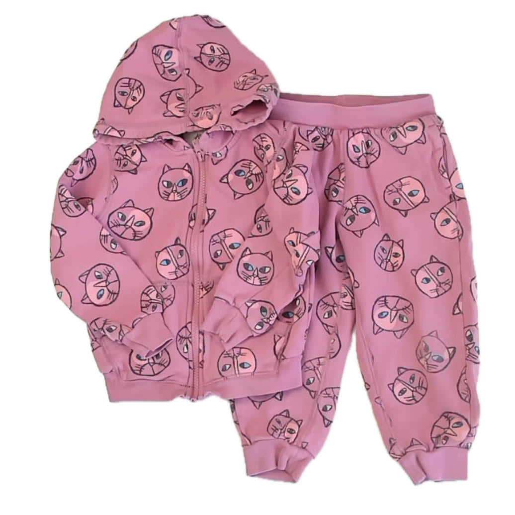 Tea Collection Girls Pink Cats Apparel Sets Size: 3T Pink Cats