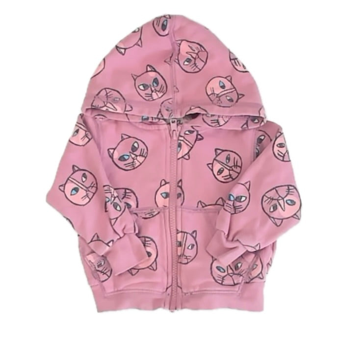 Tea Collection Girls Pink Cats Hoodie Size: 6-9 Months Pink Cats