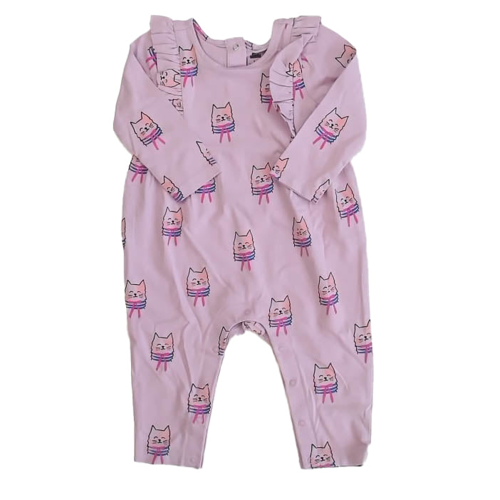 Tea Collection Girls Pink Cats Long Sleeve Outfit Size: 6-9 Months Pink Cats
