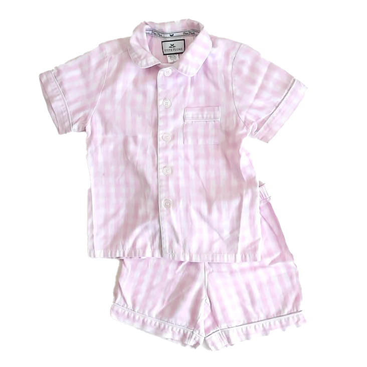 Petite Plume Girls Pink Check 2-piece Pajamas Size: 4T Pink Check