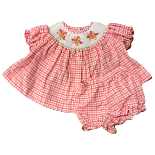 Classic Whimsey Girls Pink Check Dress Size: 3 Months Pink Check
