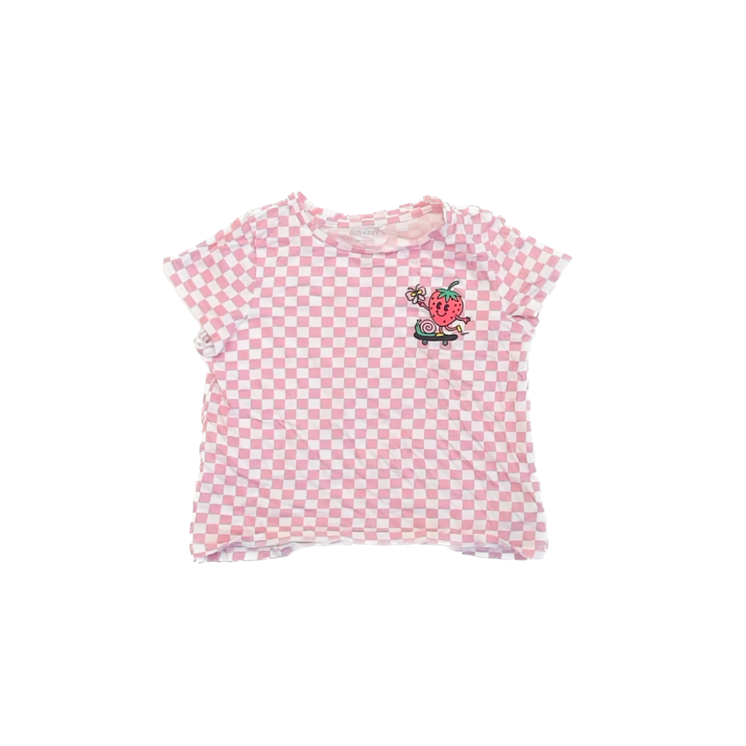 Old Navy Girls Pink Checks T-Shirt Size: 8 Years Pink Checks