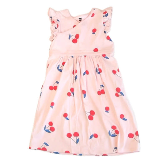 Tea Collection Girls Pink Cherries Dress Size: 7 Years Pink Cherries