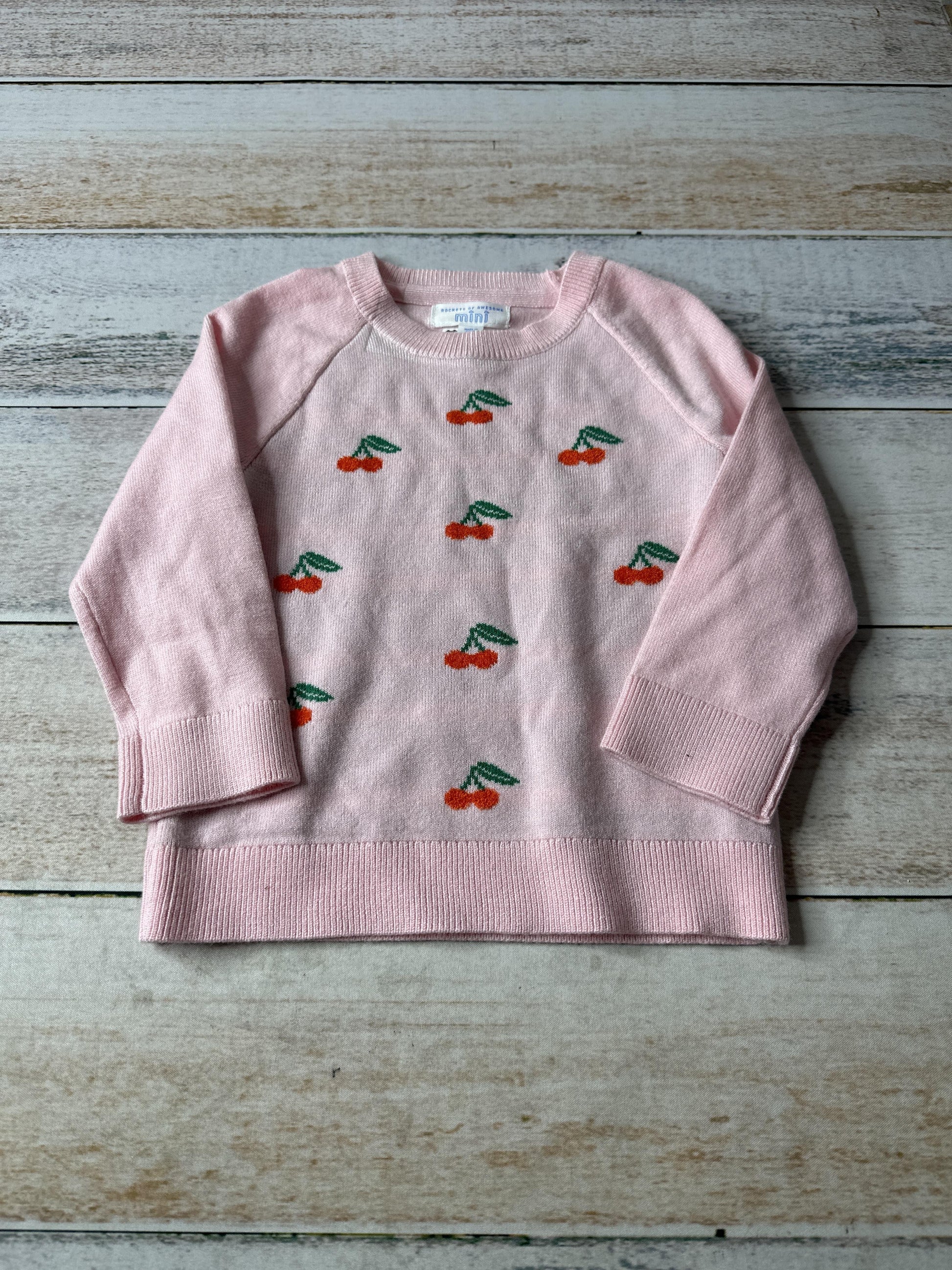 Rockets of Awesome Girls pink | Cherries Sweater Size: 18-24 months pink | Cherries