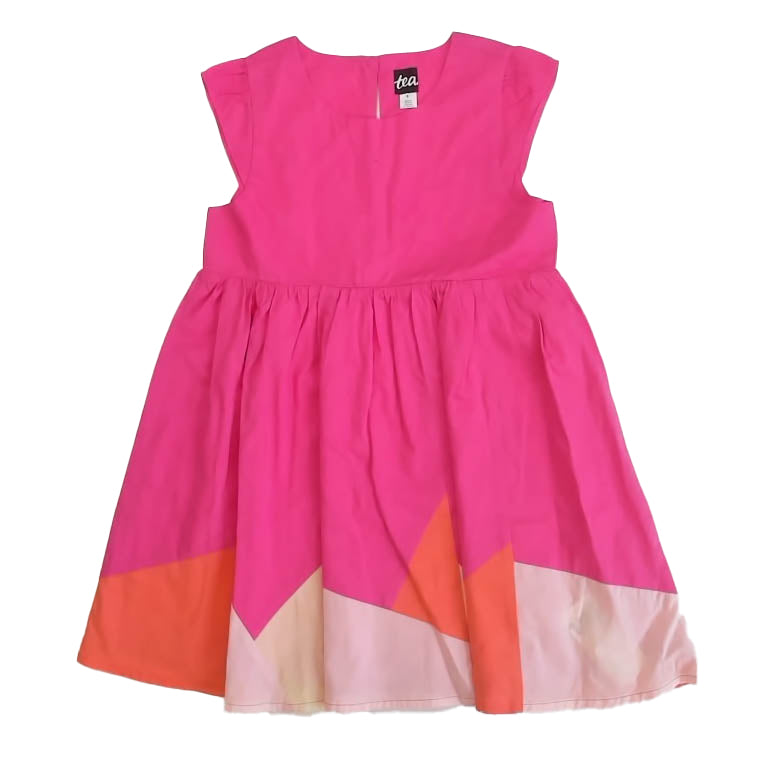 Tea Collection Girls Pink Colorblock Dress Size: 5T Pink Colorblock