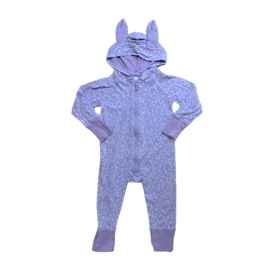 Tea Collection Boys Pink | Cream Flowers Hooded Romper Size: 18-24 Months Pink | Cream Flowers Hooded