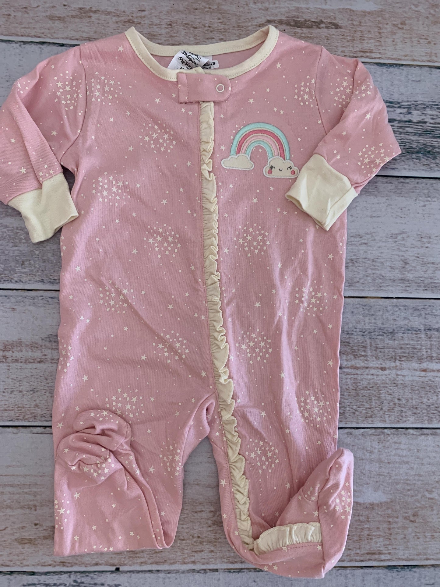 Gerber organic Girls pink | cream | Stars Pajamas Size: 3-6 months pink | cream | Stars
