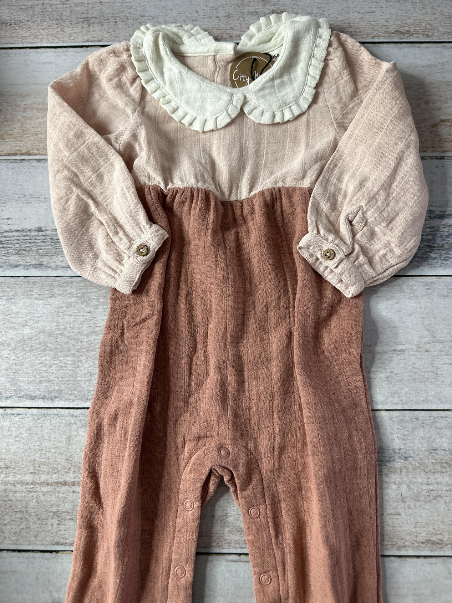 City Mouse Girls pink | cream Long Sleeve Outfit Size: 12-18 months pink | cream