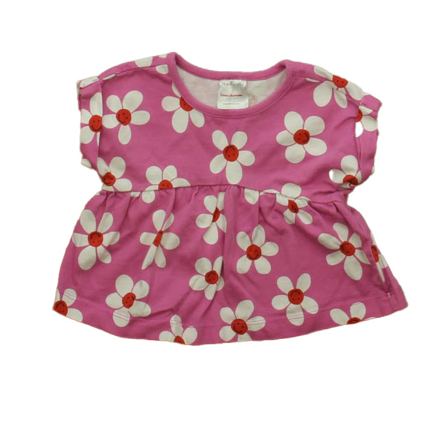 Hanna Andersson Girls Pink Daisies Short Sleeve Shirt Size: 6-12 Months