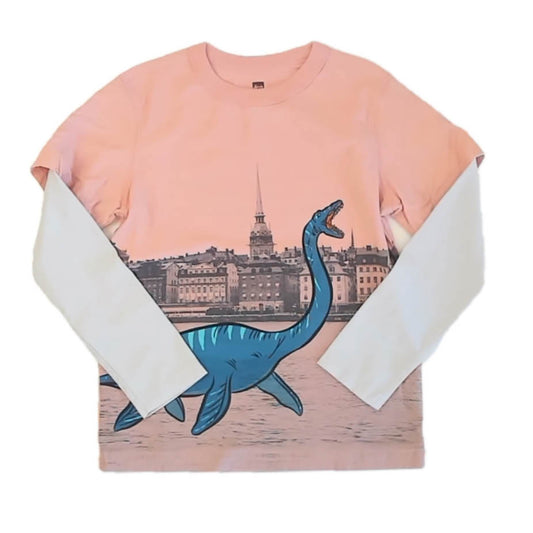 Tea Collection Boys Pink Dinosaur Long Sleeve T-Shirt Size: 7 Years Pink Dinosaur