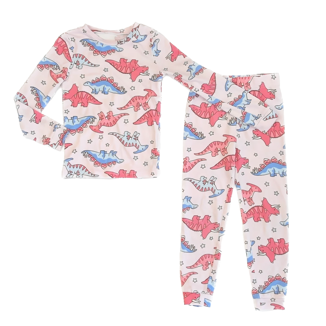 CuddleDuds Girls Pink Dinosaur 2-piece Pajamas Size: 5T Pink Dinosaur