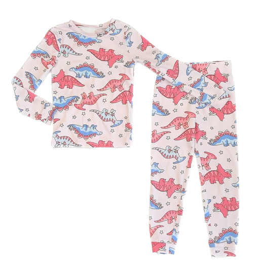 CuddleDuds Girls Pink Dinosaur 2-piece Pajamas Size: 5T Pink Dinosaur