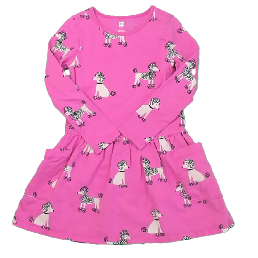 Tea Collection Girls Pink Dogs Dress Size: 6 Years Pink Dogs