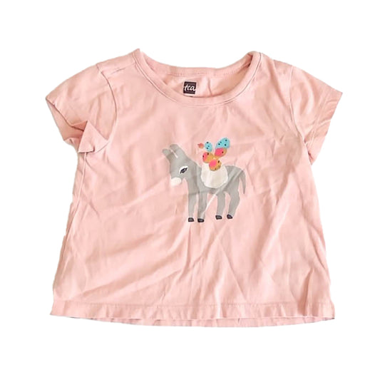Tea Collection Girls Pink Donkey T-Shirt Size: 12-18 Months Pink Donkey